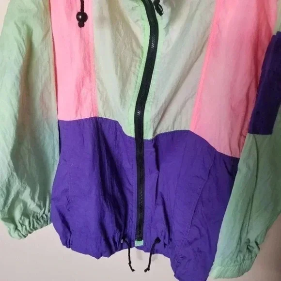 Vintage Neon Pink Purple Green Windbreaker M - Picture 3 of 11